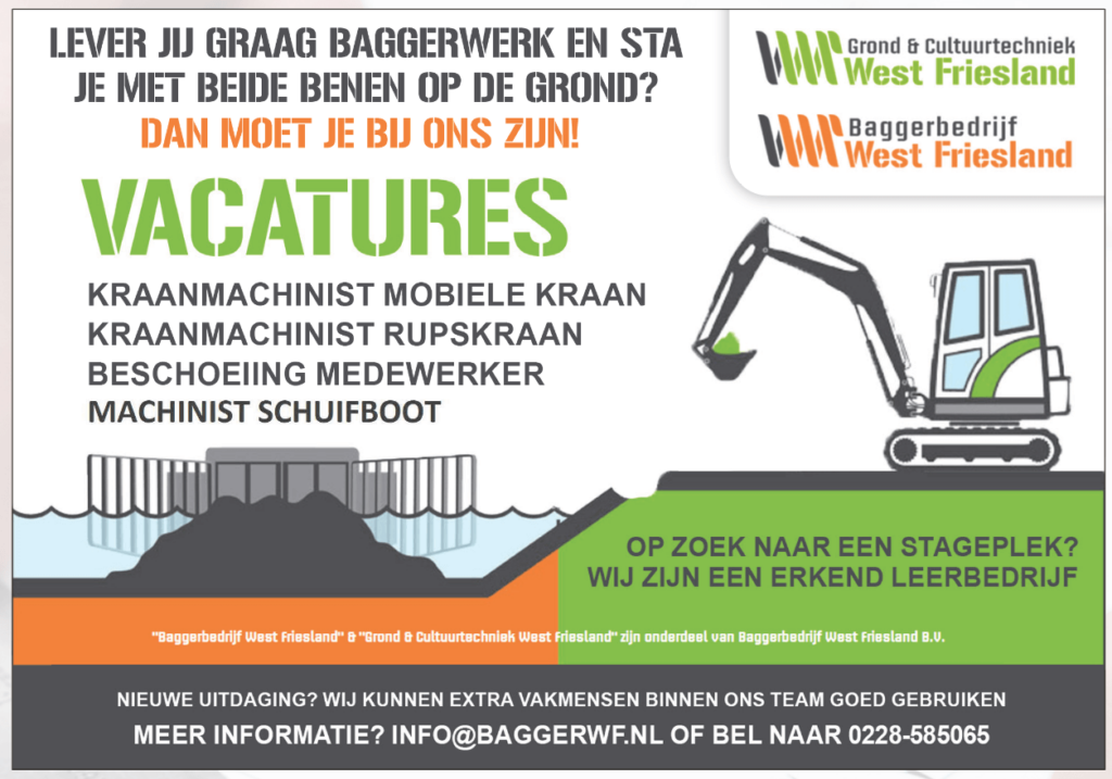 Baggerbedrijf West-Friesland Vacature