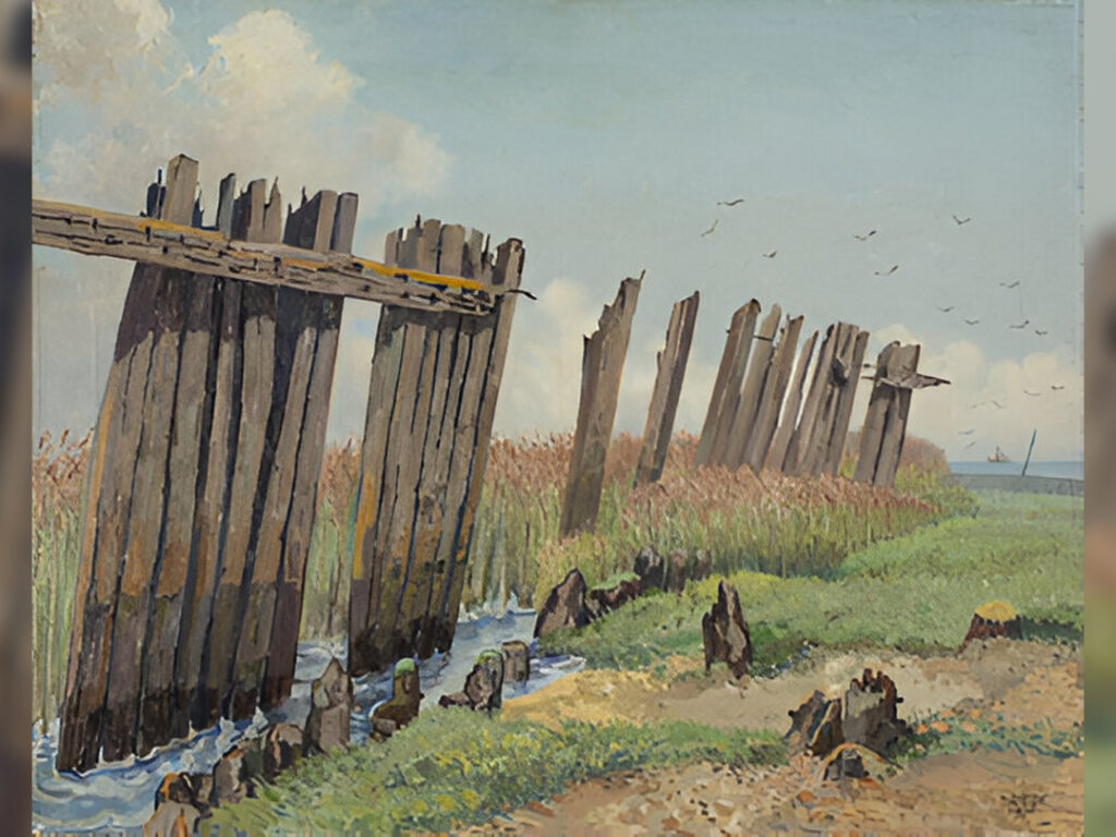 Paalwering, Schokland, Johan Briedé, 1930, collectie Zuiderzeemuseum