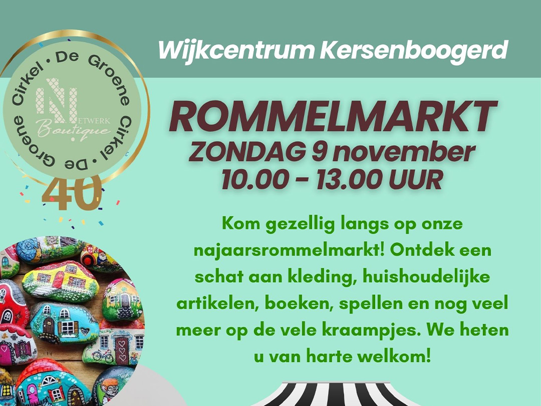Rommelmarkt in wijkcentrum Kersenboogerd!