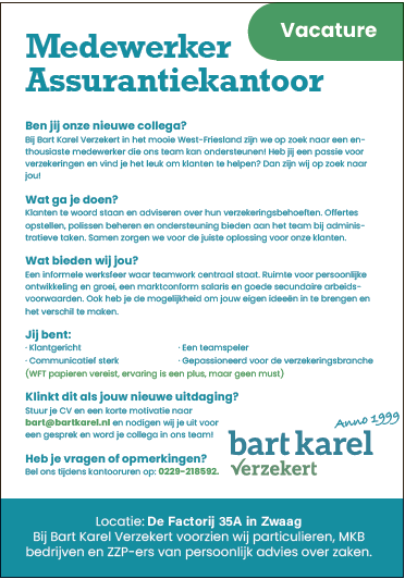 Vacature Bart Karel Verzekert