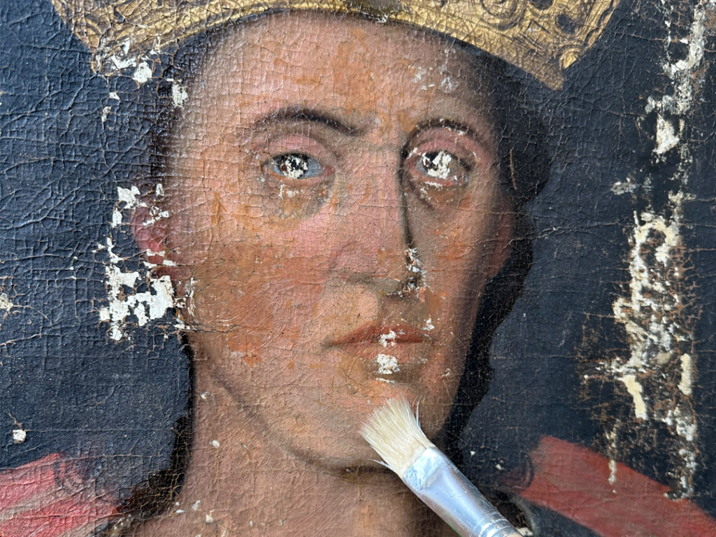Live restauratie van het portret van koning Radboud op 20 juni in Kasteel Radboud
