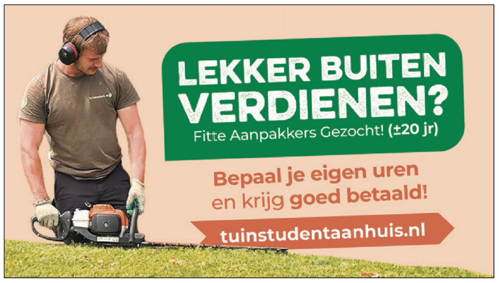 Tuinstudent aan huis vacature